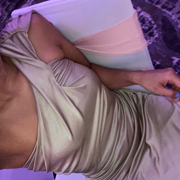 Halston Heritage Gold/Bronze Jersey Gown Sz 0 - Picture 2 of 9